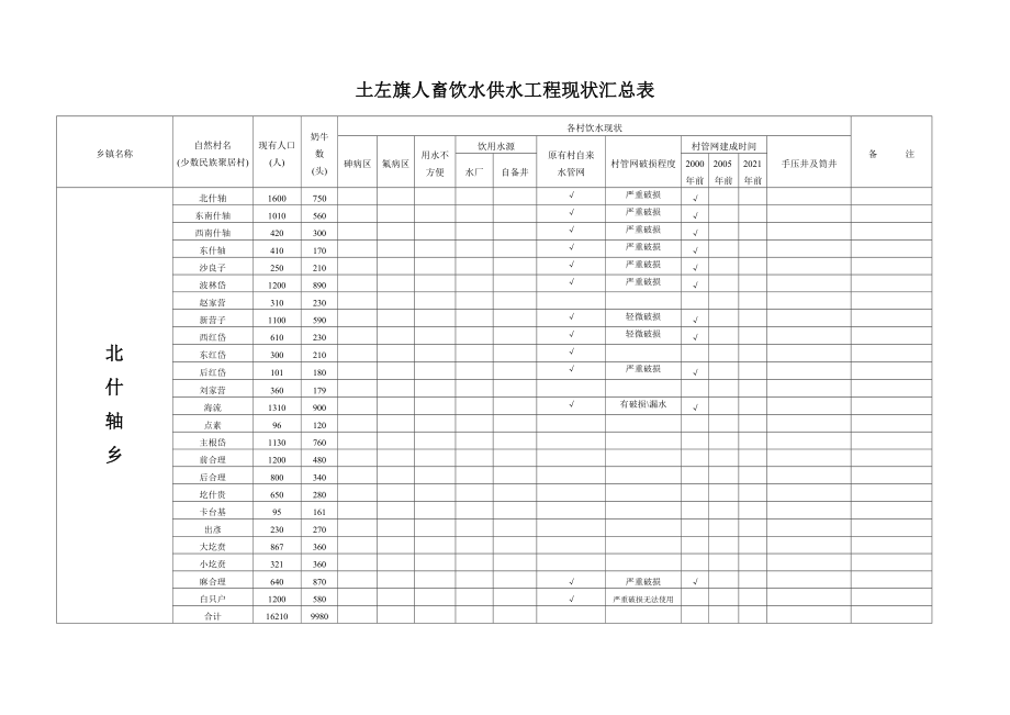 人畜饮水供水工程现状汇总表.doc