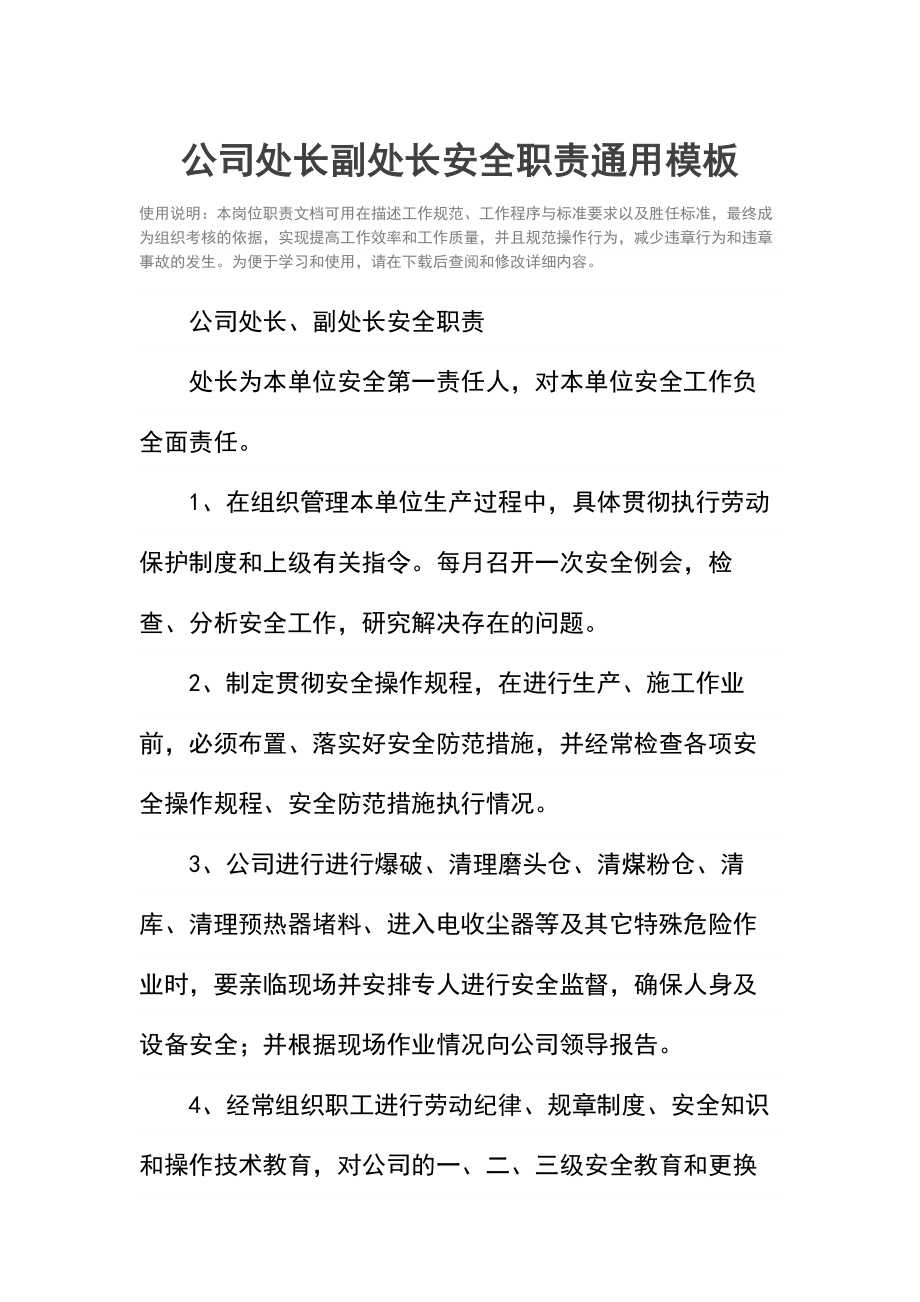 公司处长副处长安全职责.doc