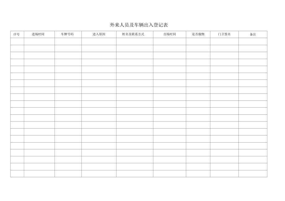 外来人员及车辆出入登记表.doc