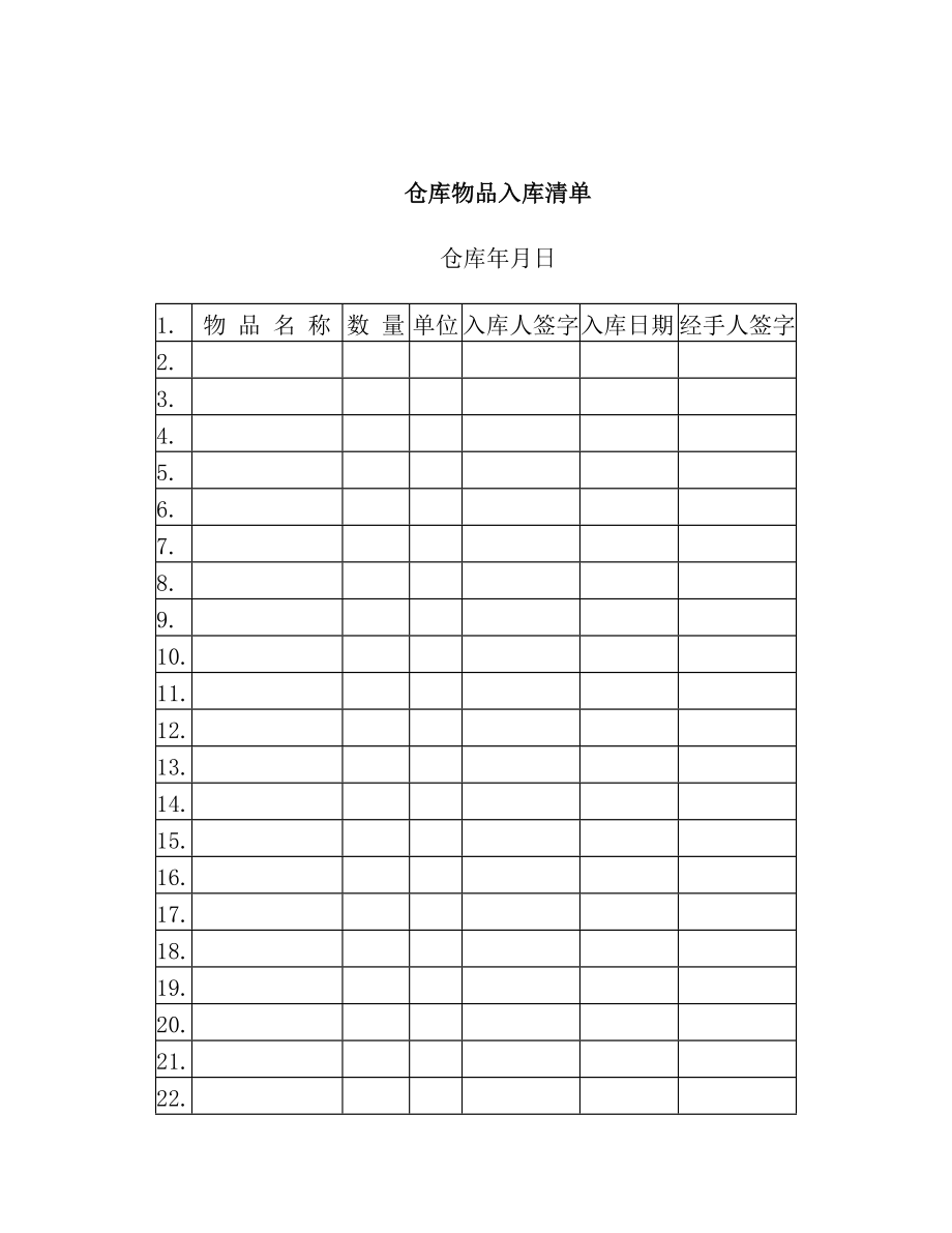 仓库物品入库清单.doc