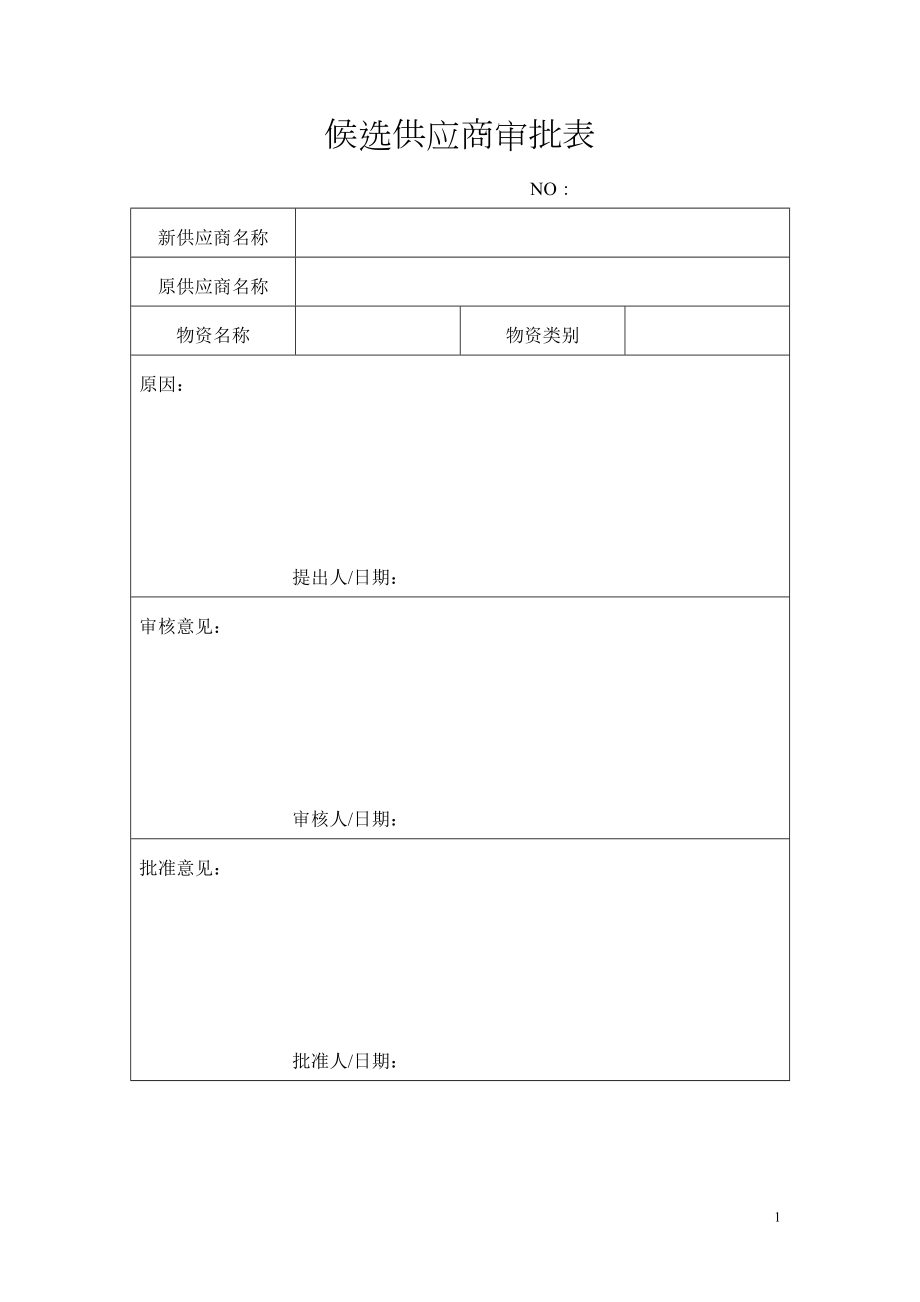 候选供应商审批表.doc