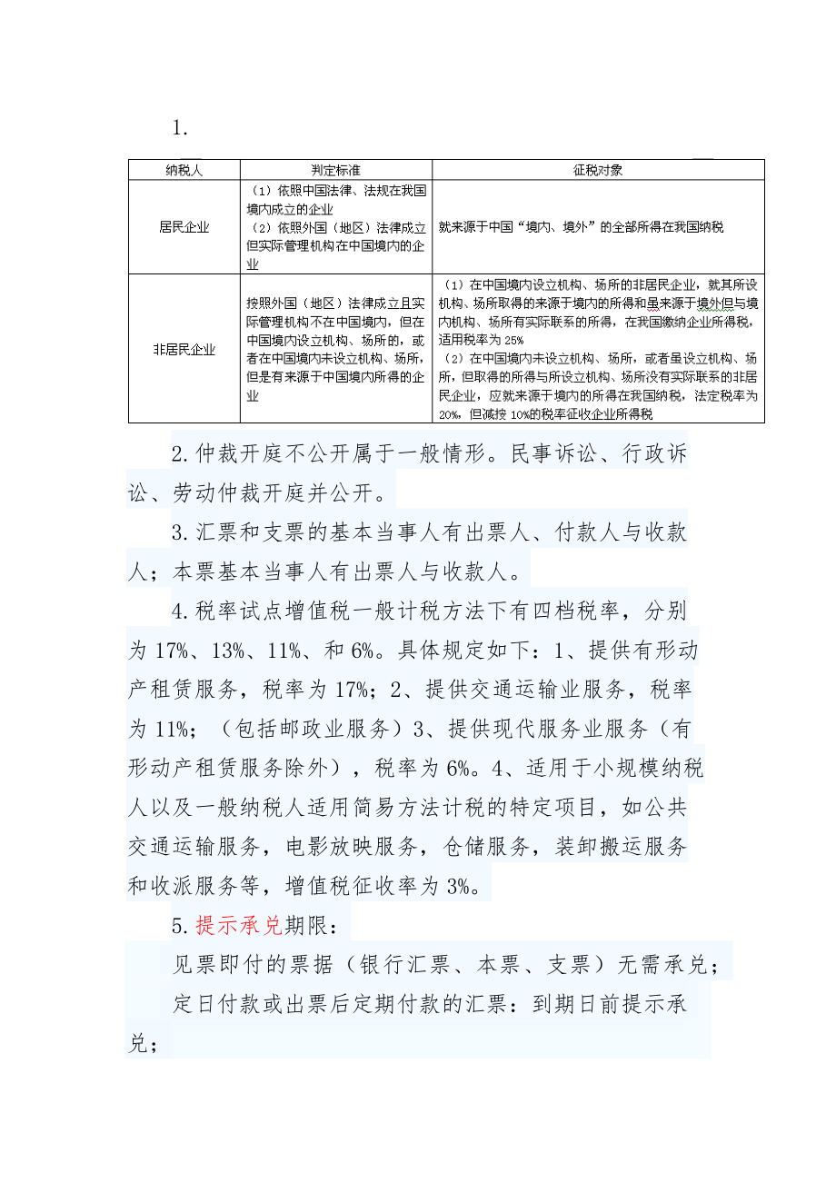 中级会计经济法知识点汇总.doc