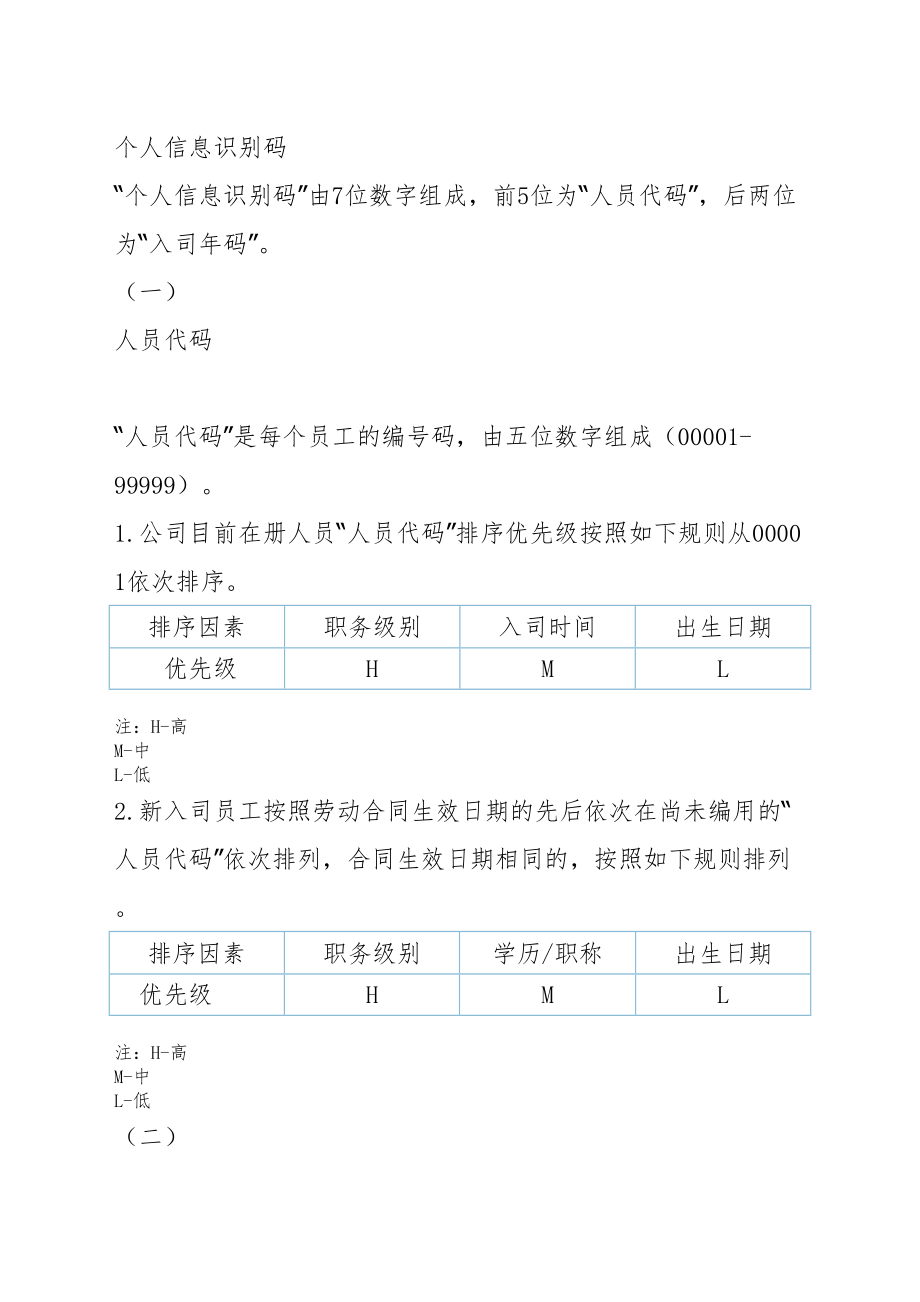 员工工号规则及管理规定.doc