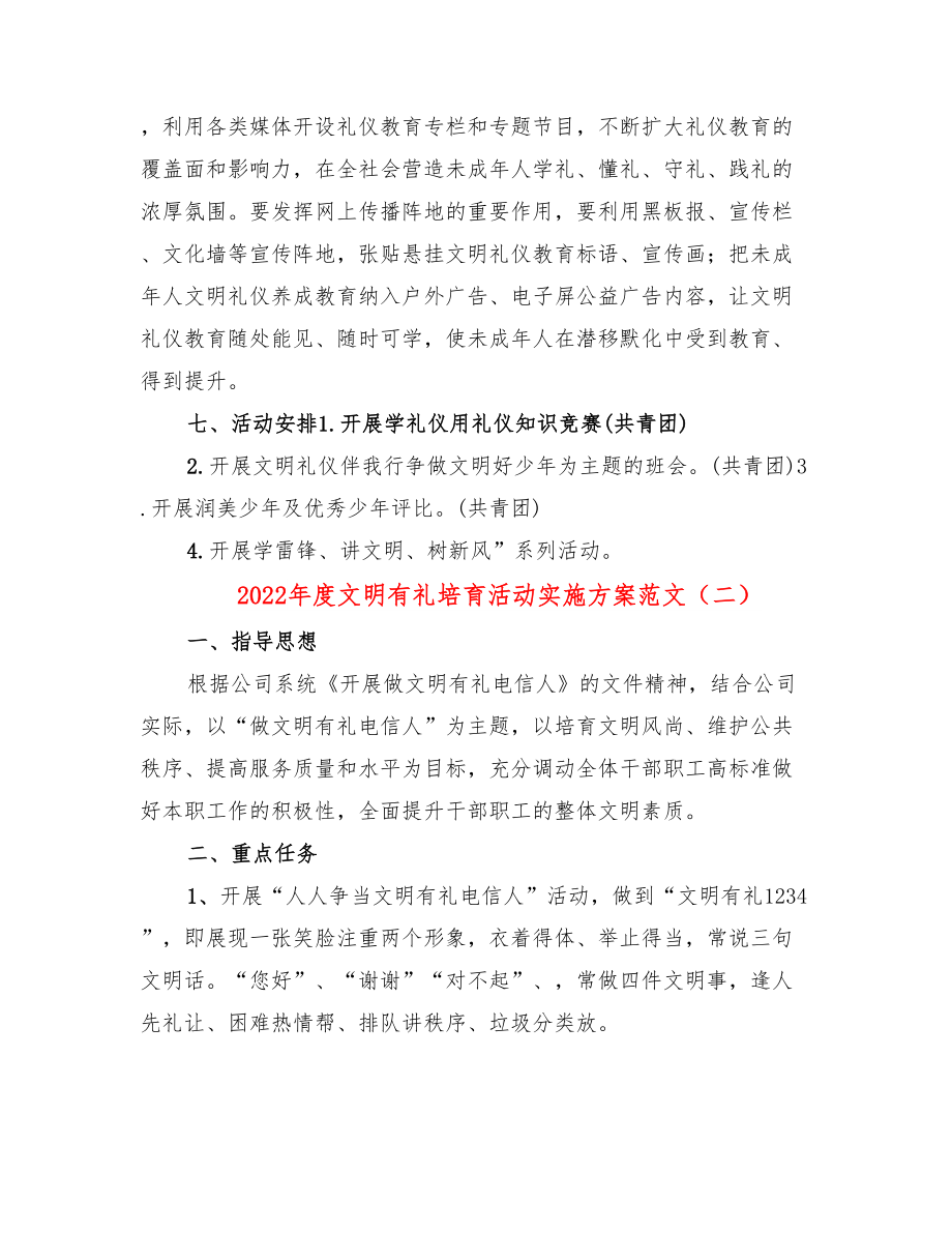 2022年度文明有礼培育活动实施方案范文.doc