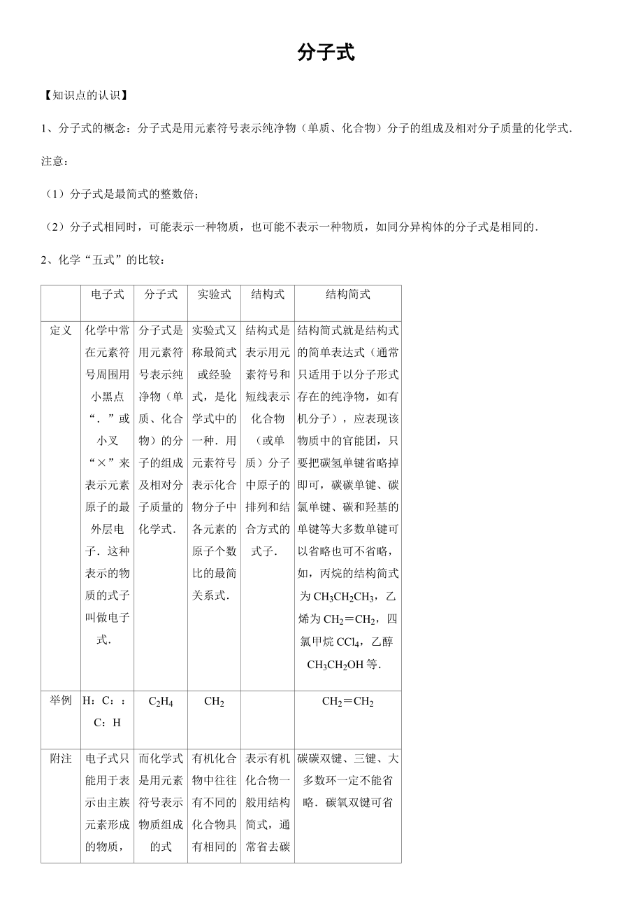 化学专项系列—分子式.doc