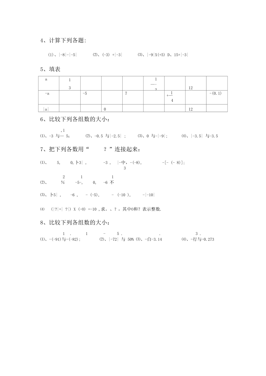 初一数学绝对值经典练习题.doc