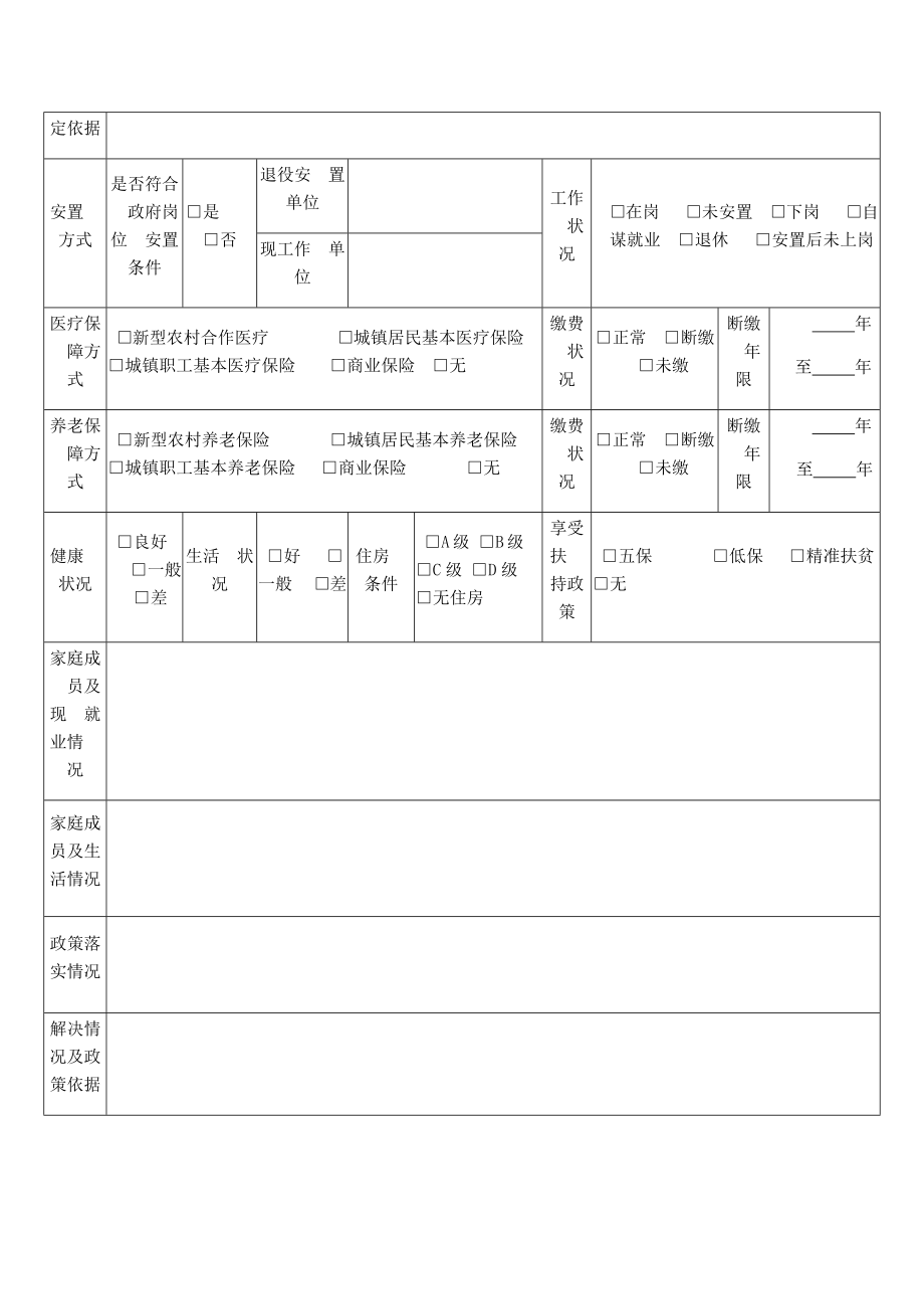 军队退役人员个人信息登记表.doc