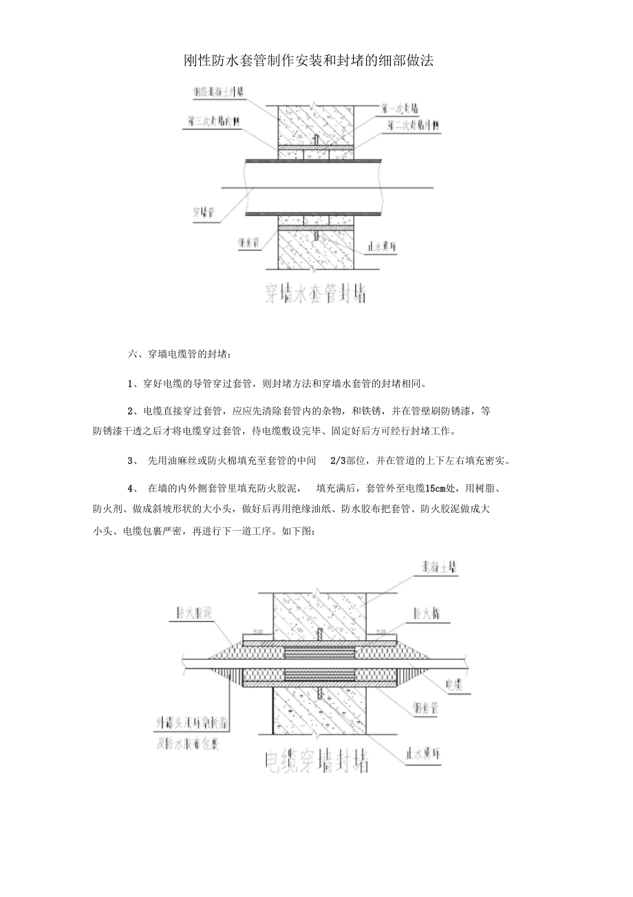 刚性防水套管制作安装和封堵的细部做法.doc