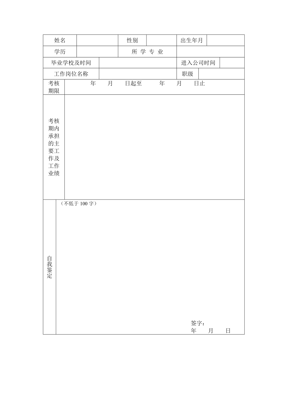 劳动合同期满考核鉴定表.doc