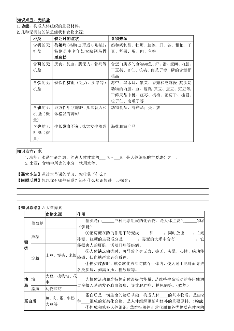 九年级化学下册12.1人类重要的营养物质学案新人教版.doc