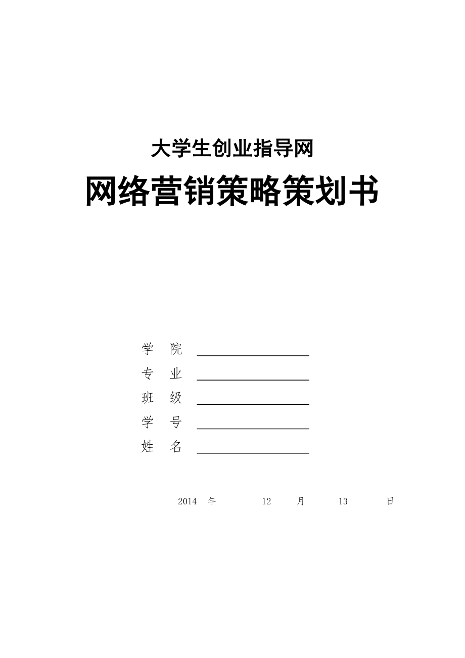 大学生创业指导—网络营销策略策划书.doc