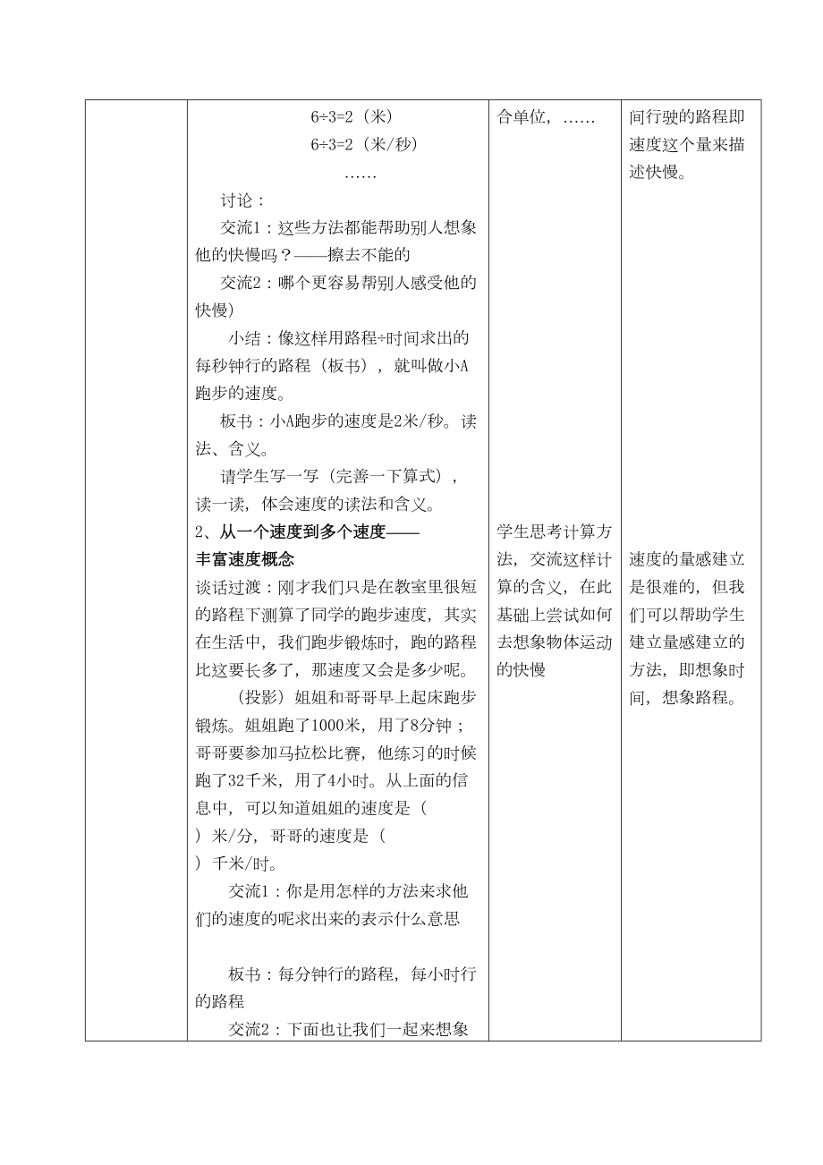 小学数学速度时间与路程教案.doc