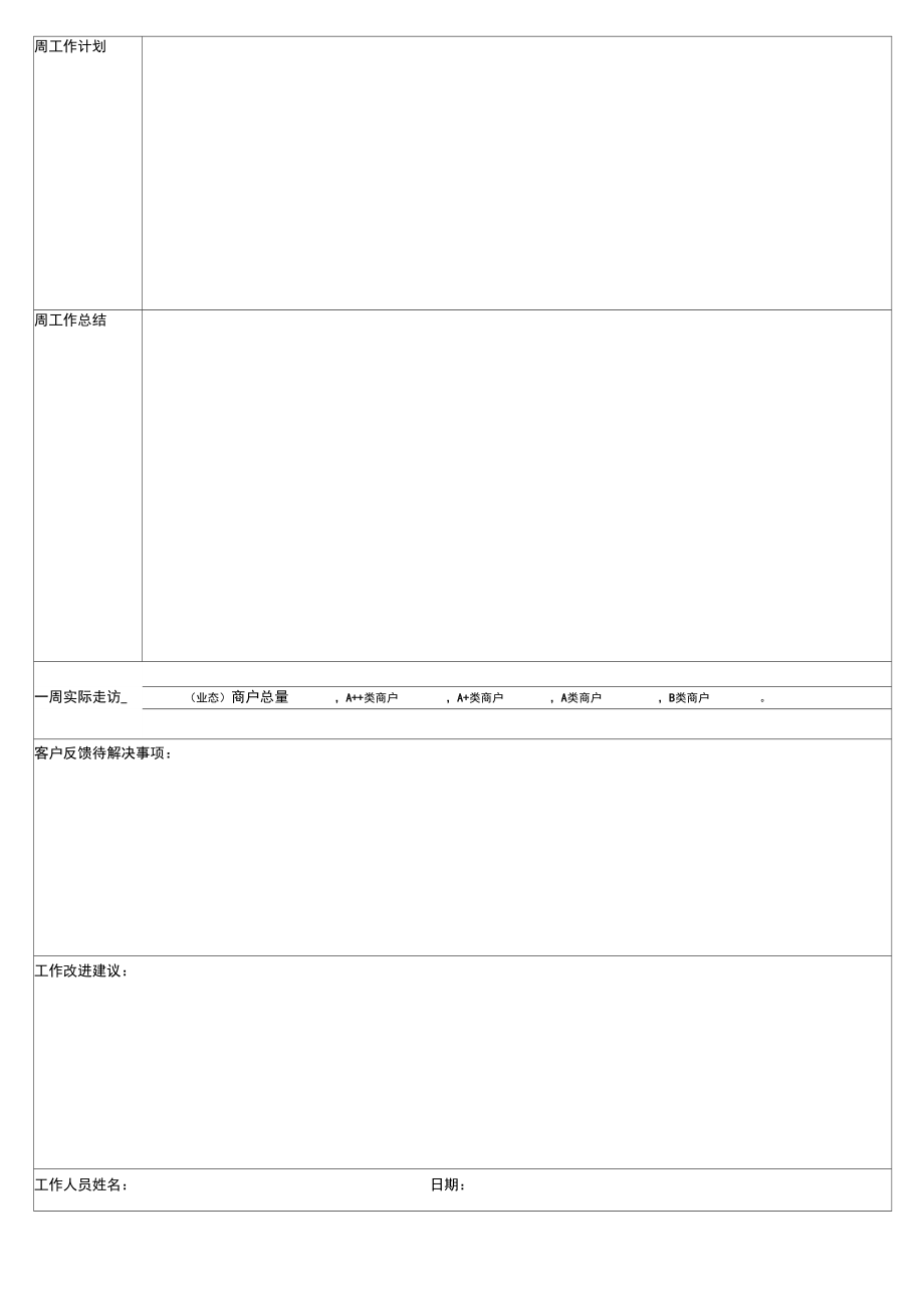 招商部周工作计划总结表.doc