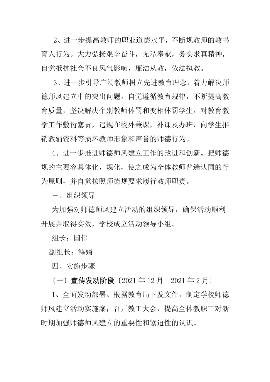 小学师德师风学习实施计划方案.doc