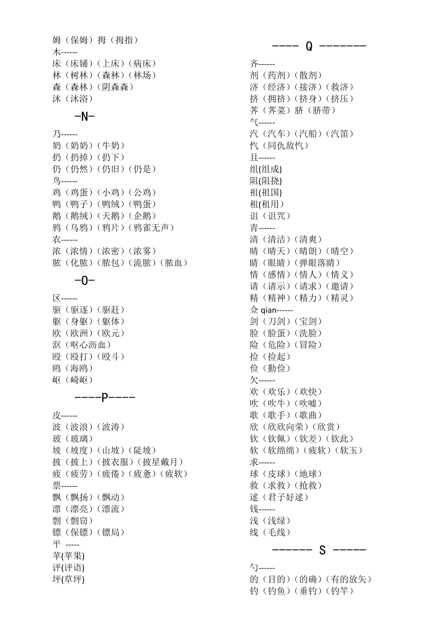 小学语文部编版常见换偏旁组词汇总.doc