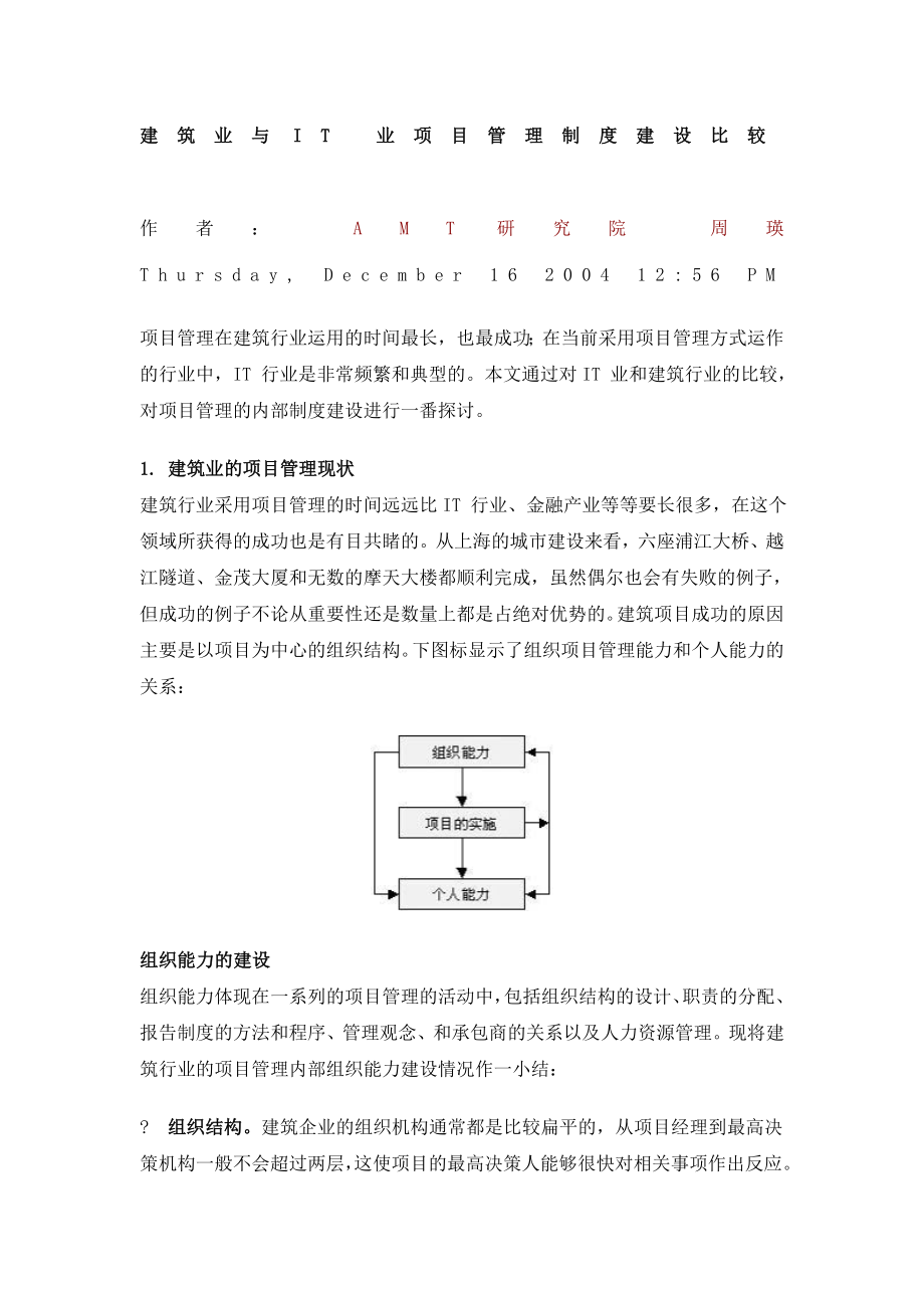 建筑业与IT业项目管理制度建设比较.doc