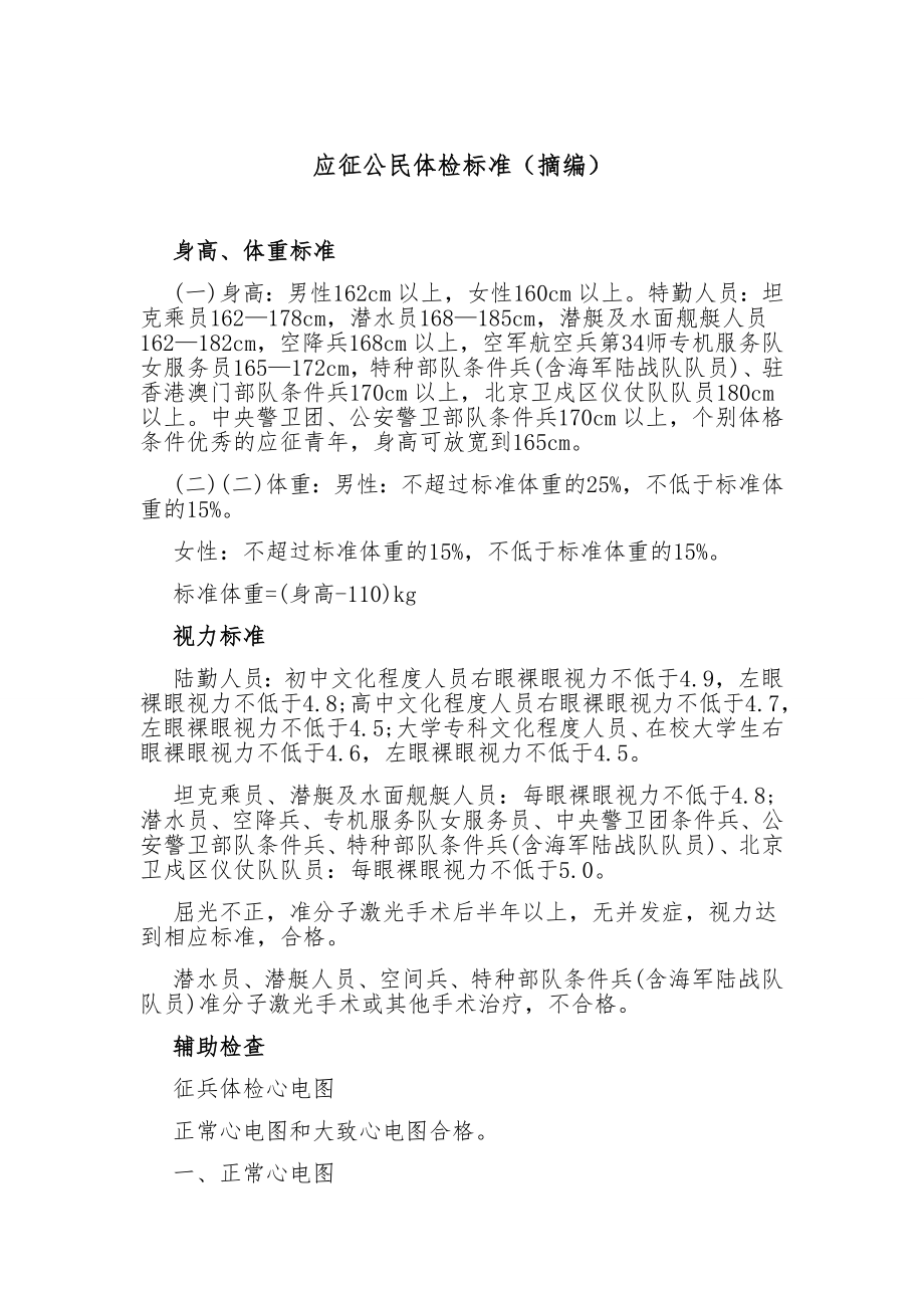 应征公民体检标准摘编.doc