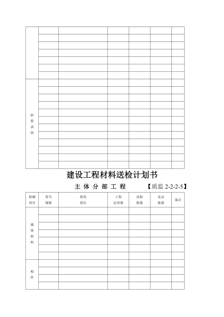 建设工程材料送检计划.doc