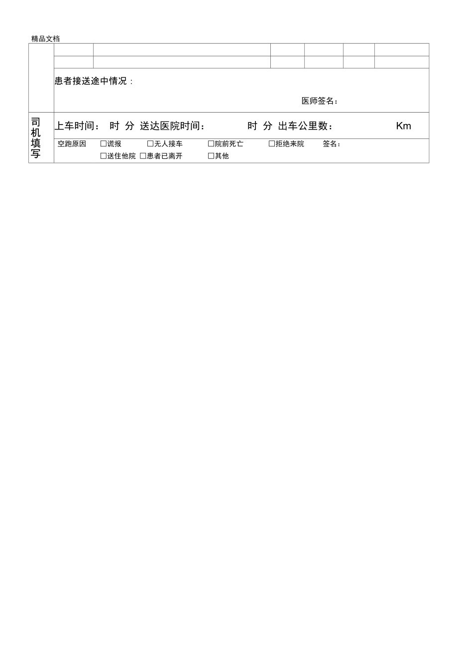 急诊科院前急救记录表(汇编).doc