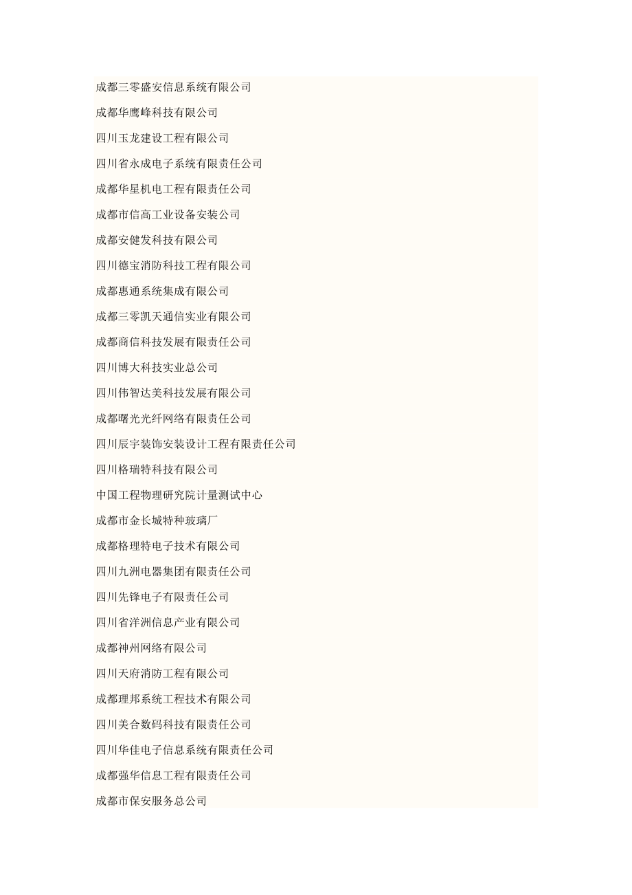 安防工程一级资质名录(四川省).doc