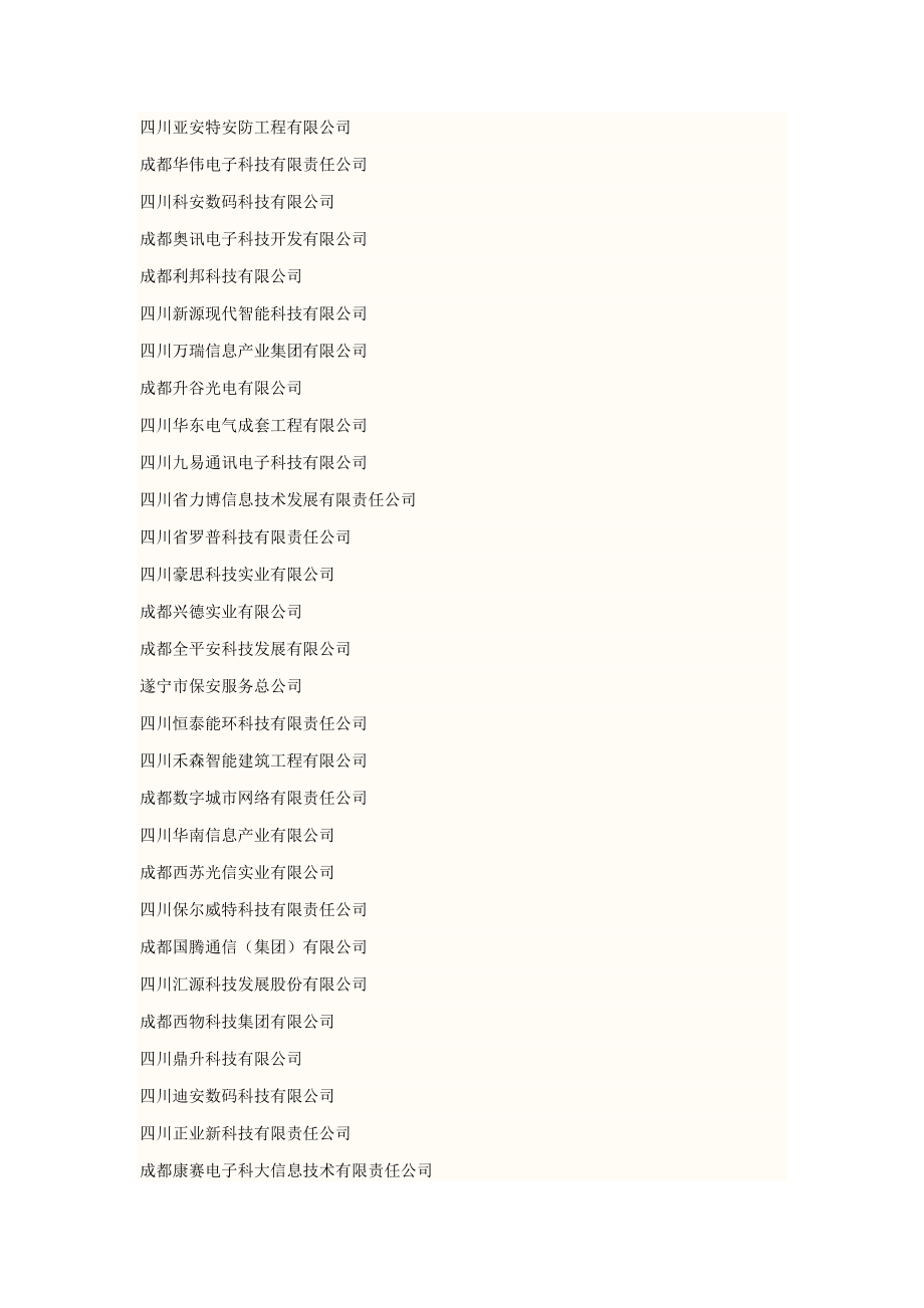 安防工程一级资质名录(四川省).doc