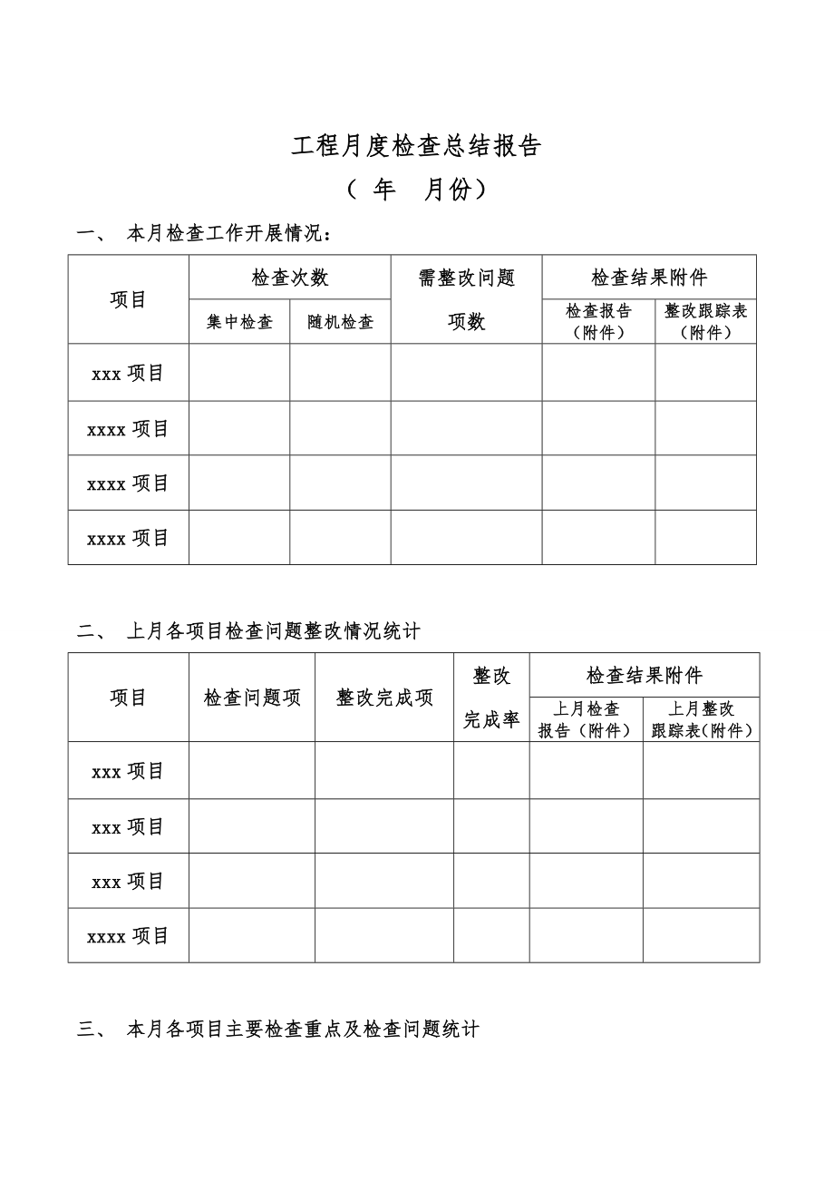 工程月度检查总结报告.doc