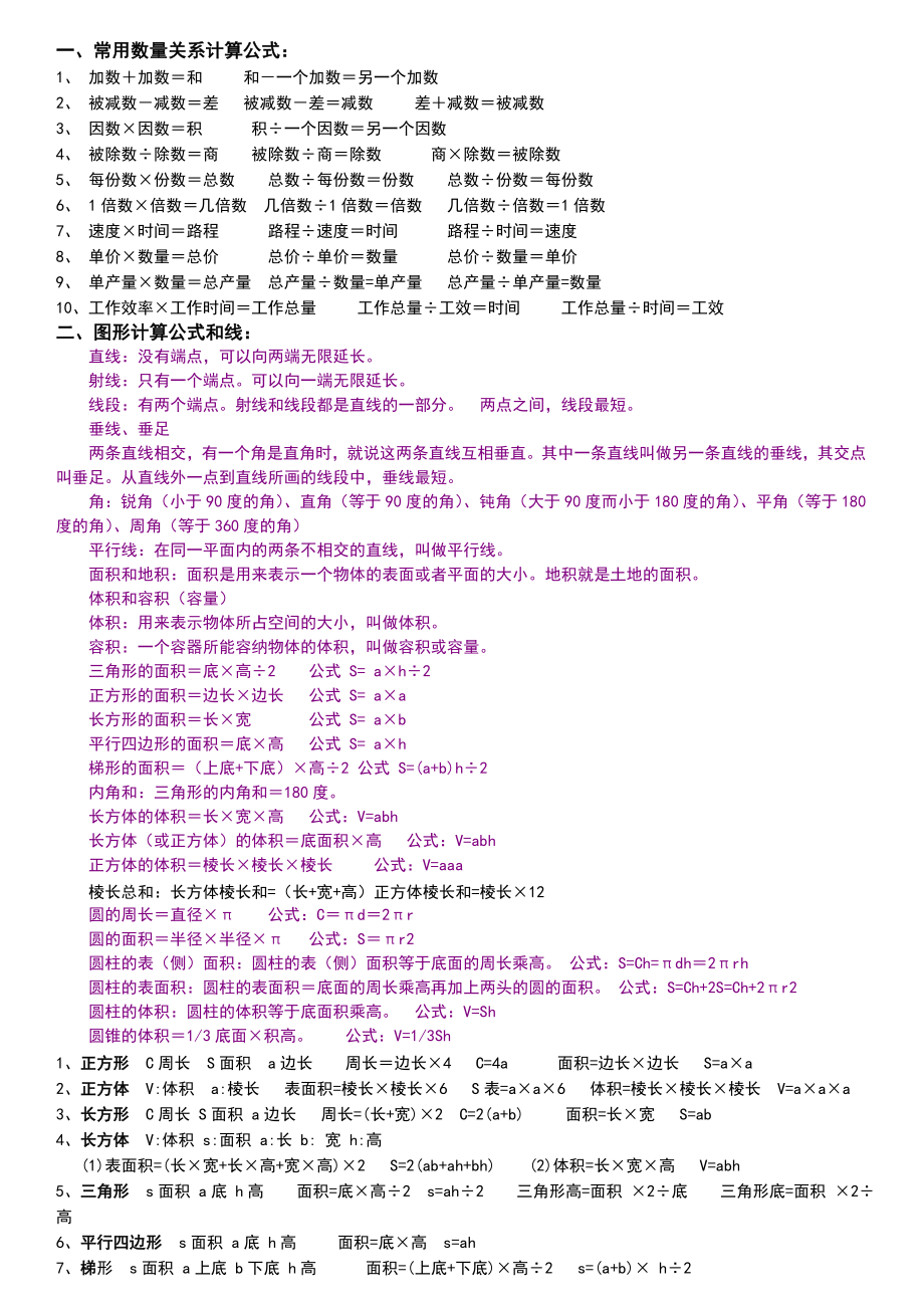 小学数学公式及知识点总结.doc