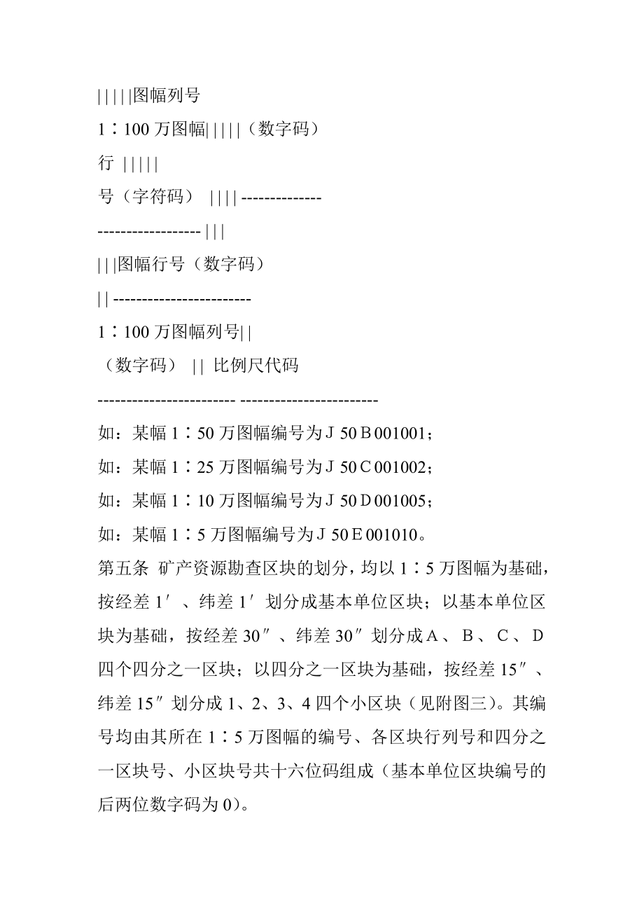 矿产资源勘查区块划分及编号办法.doc