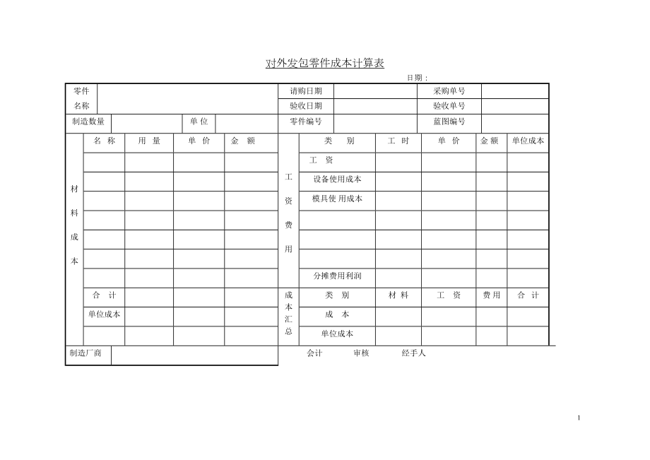 对外发包零件成本计算表.doc