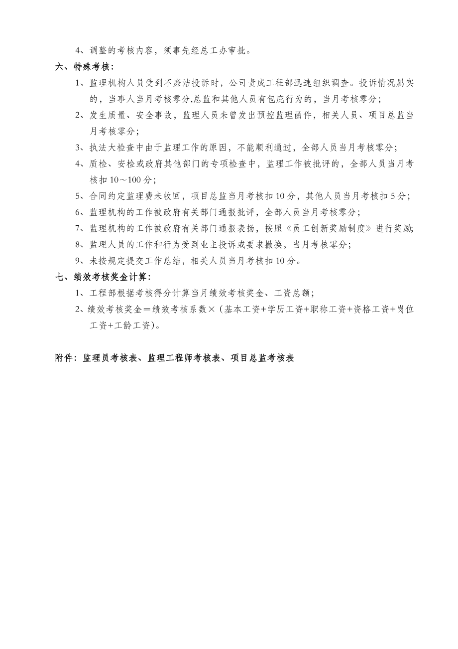 工程建设监理公司监理工作考核管理制度.doc