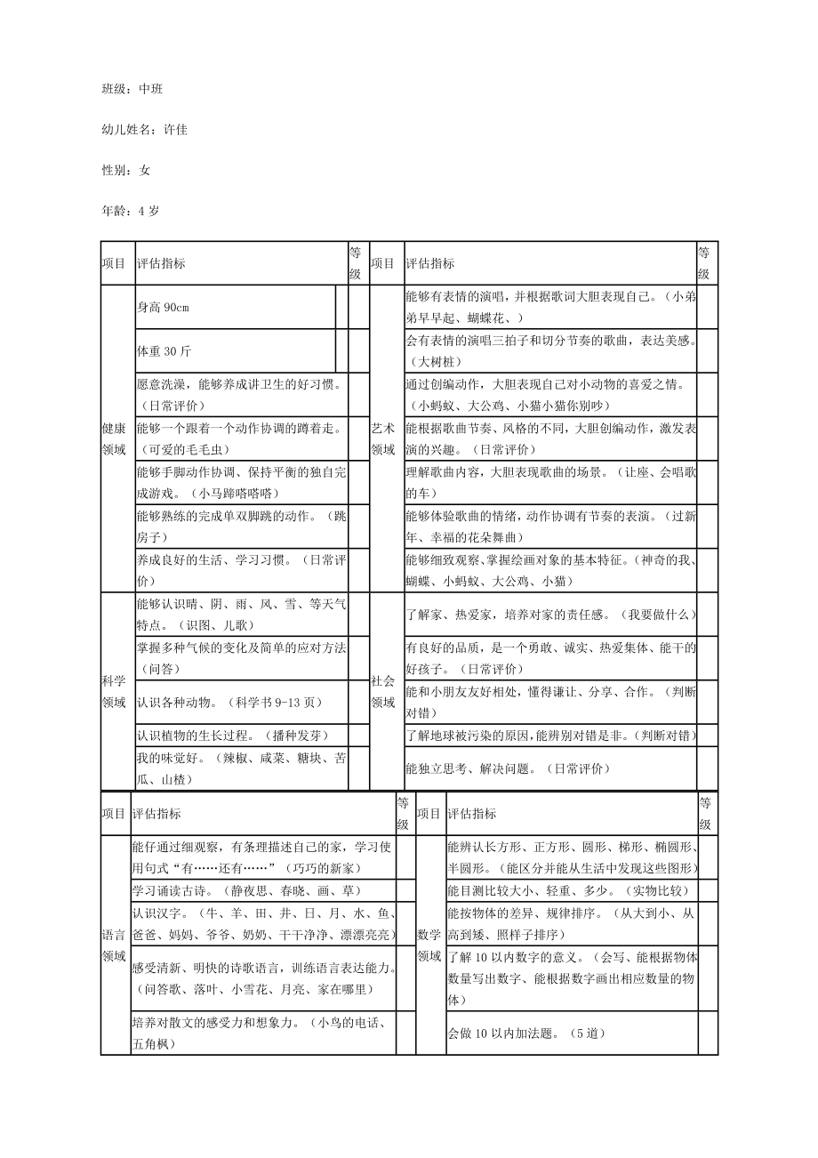 幼儿成长档案表.doc