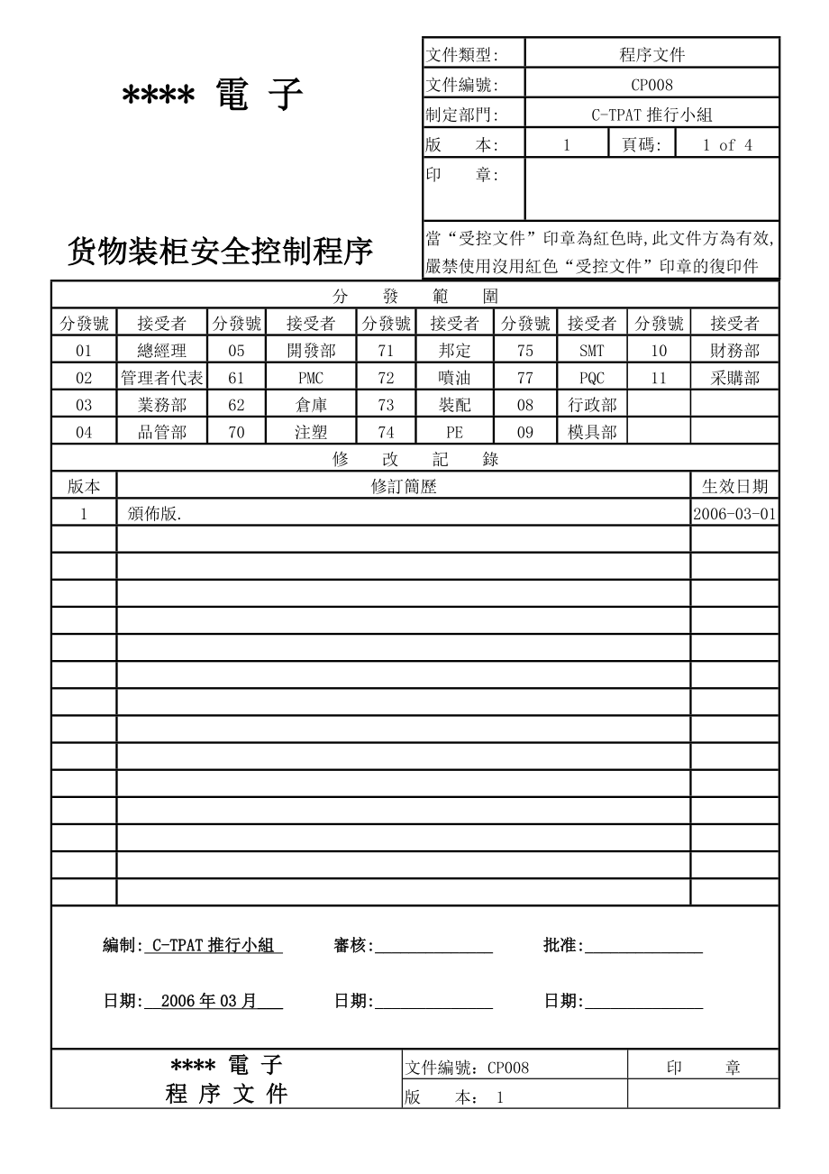 ctpat封條使用和控制保管和货物装柜安全控制程序.doc