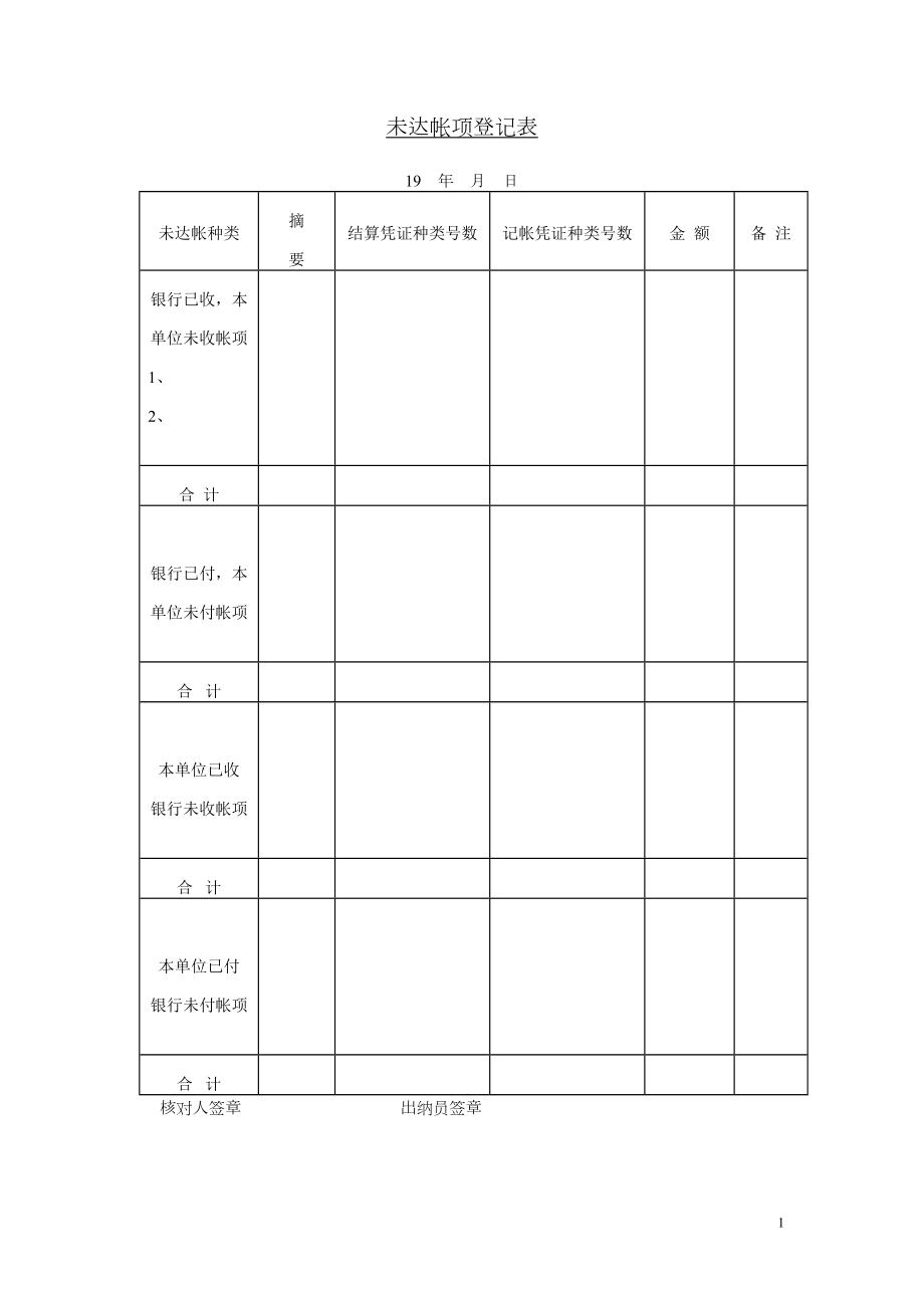 未达帐项登记表.doc