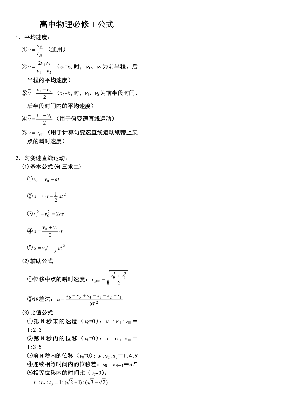 高中物理公式合集-文档.doc