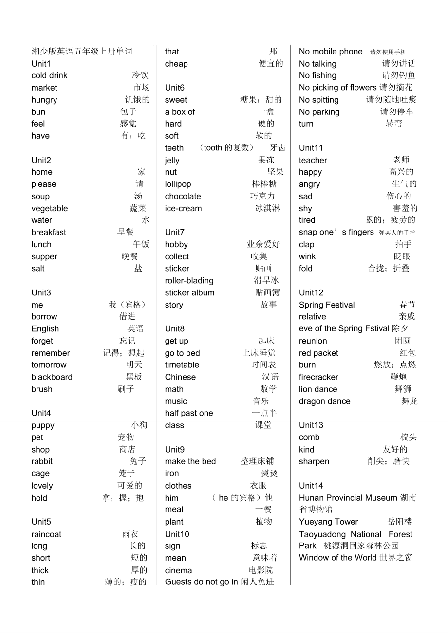 湘少版小学英语单词表3-6年级详细.doc