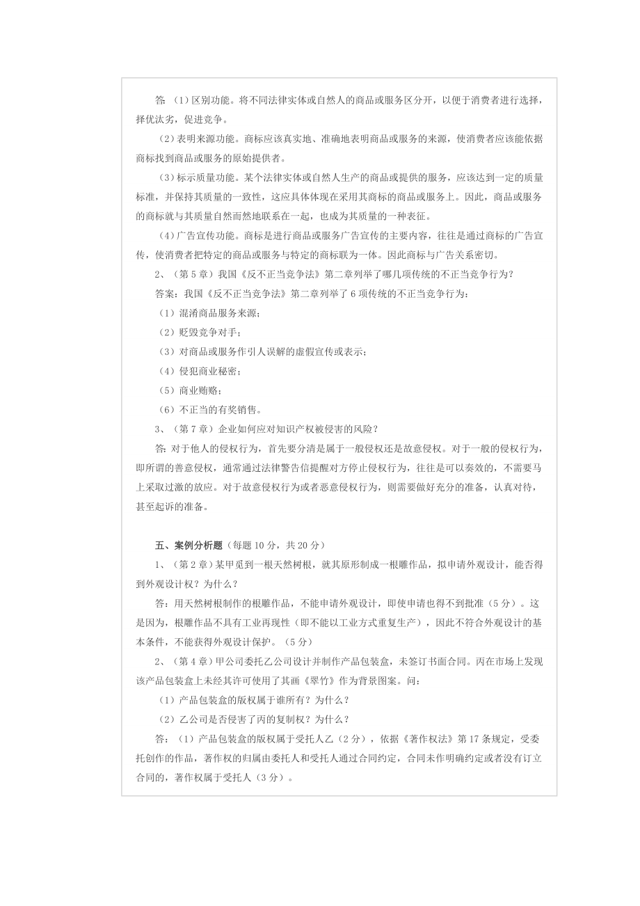 知识产权法期末试题及答案.doc