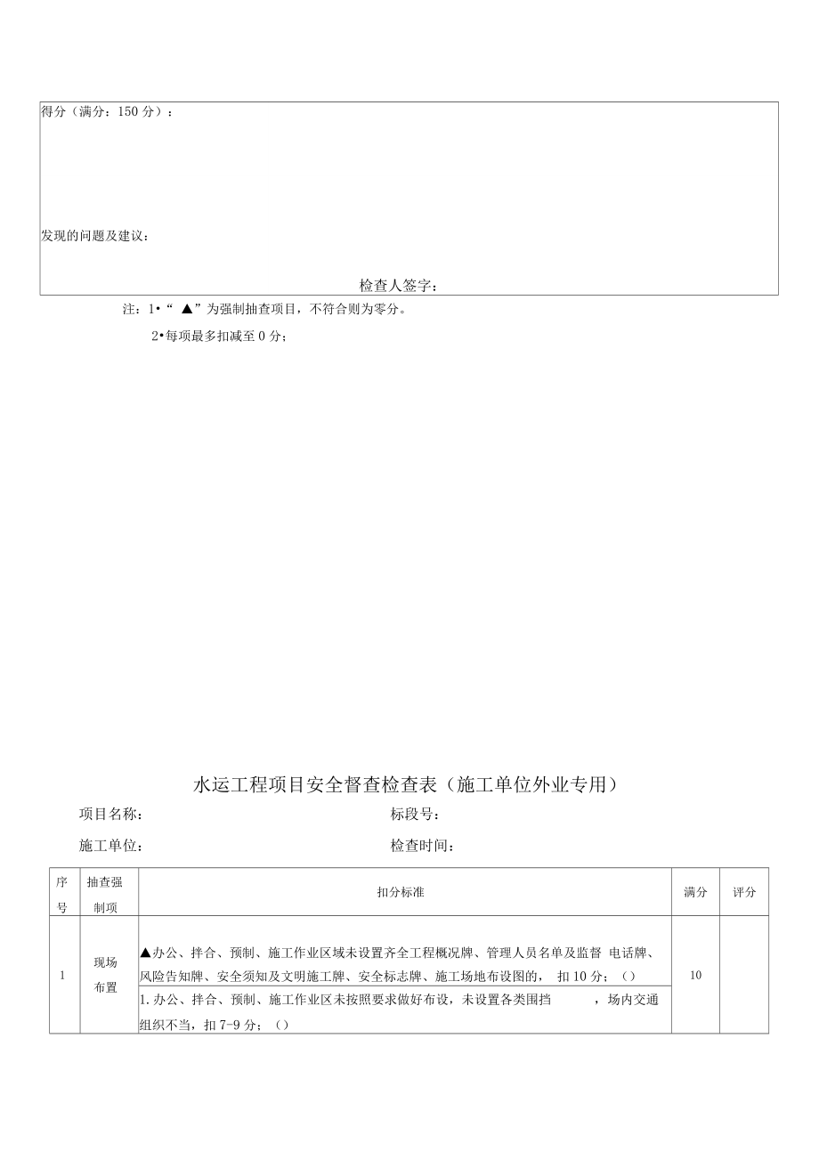 水运工程项目施工安全检查表.doc