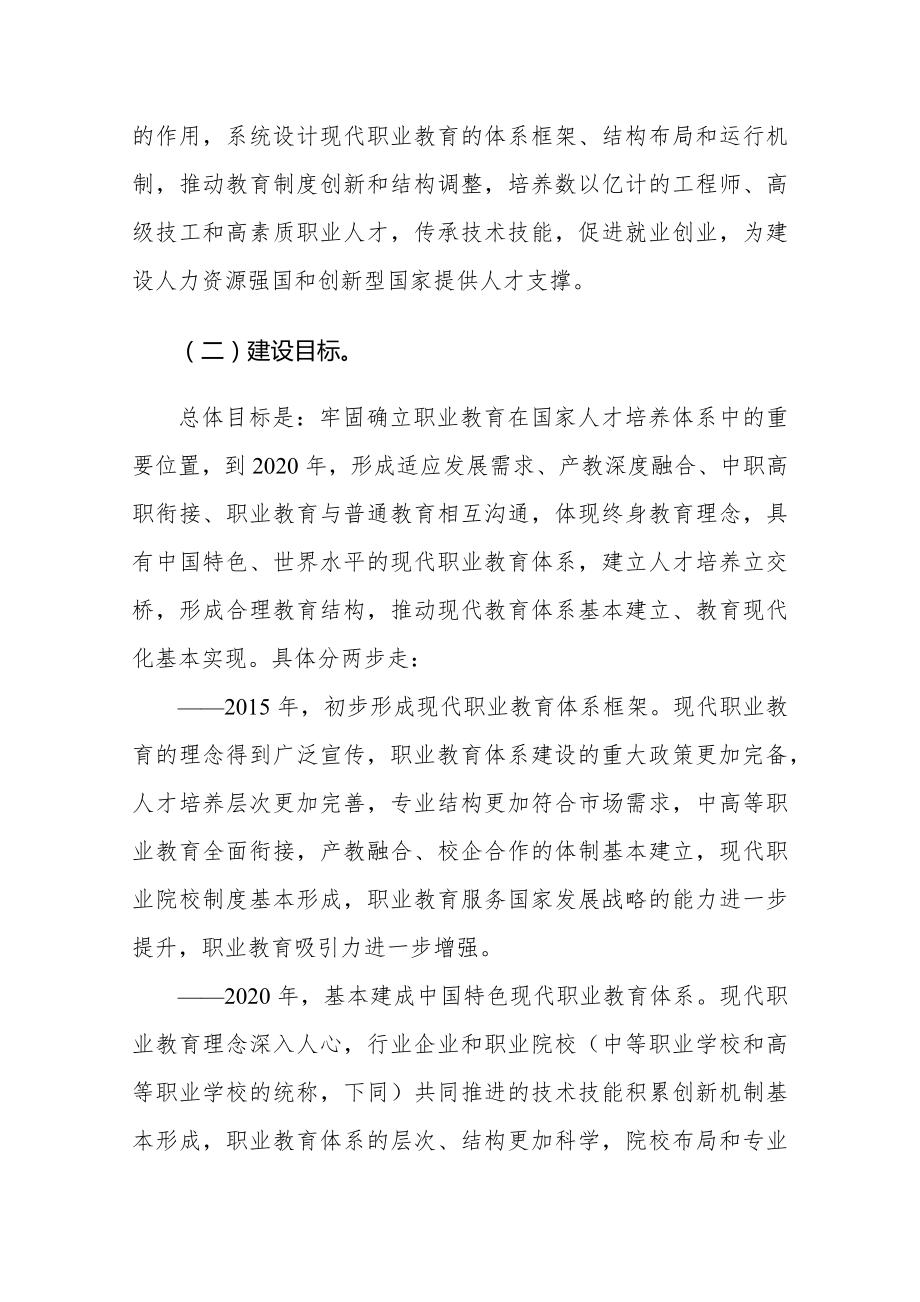 职业教育政策文件汇编之《现代职业教育体系建设规划(2014-2020年)》.doc