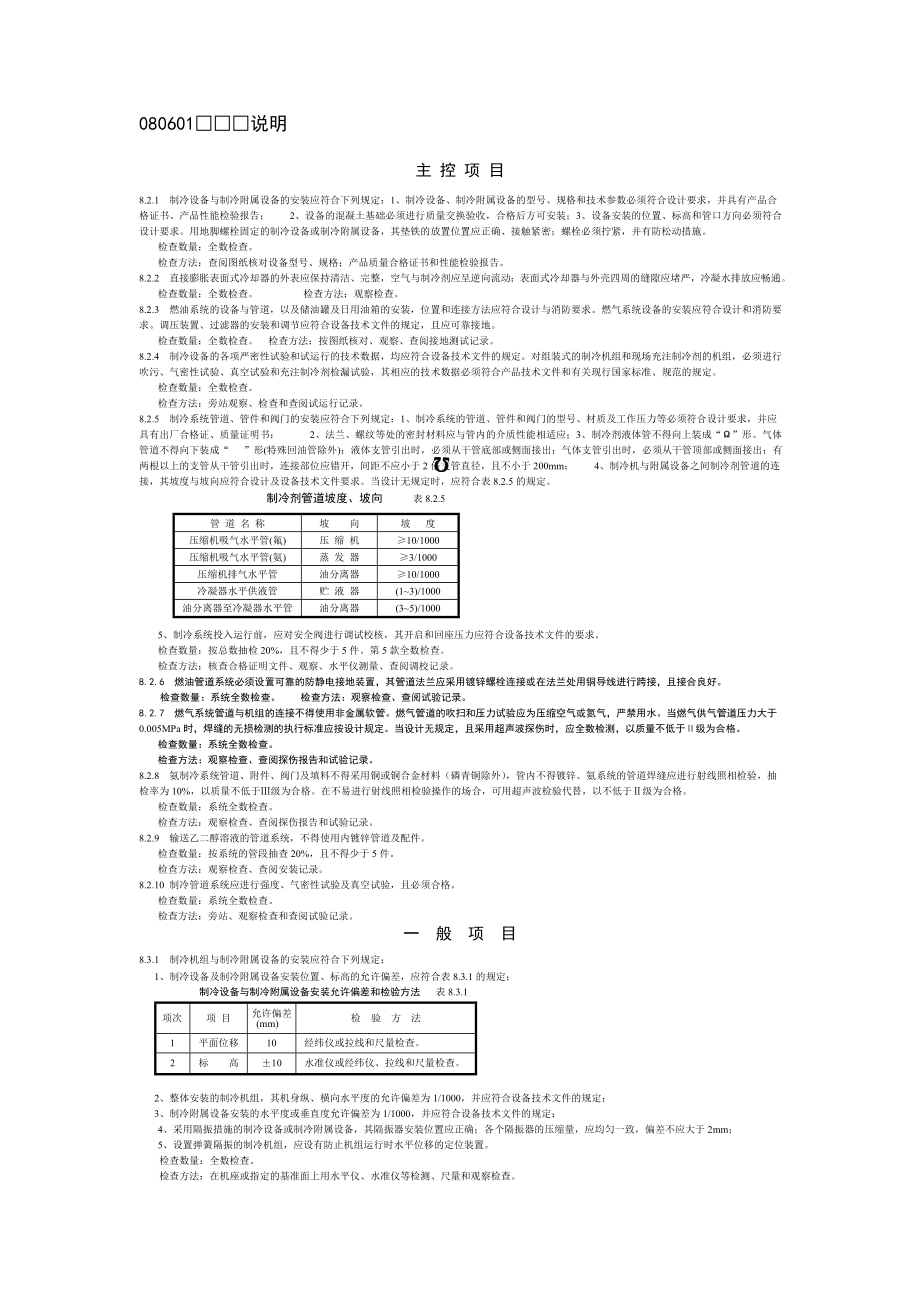 空调制冷系统安装检验批质量验收记录.doc