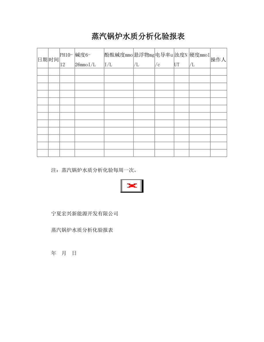 蒸汽锅炉水质分析化验报表.doc