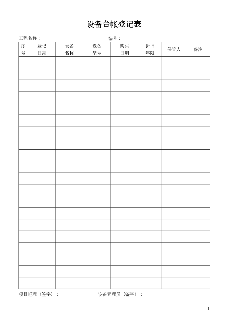 设备台帐登记表.doc