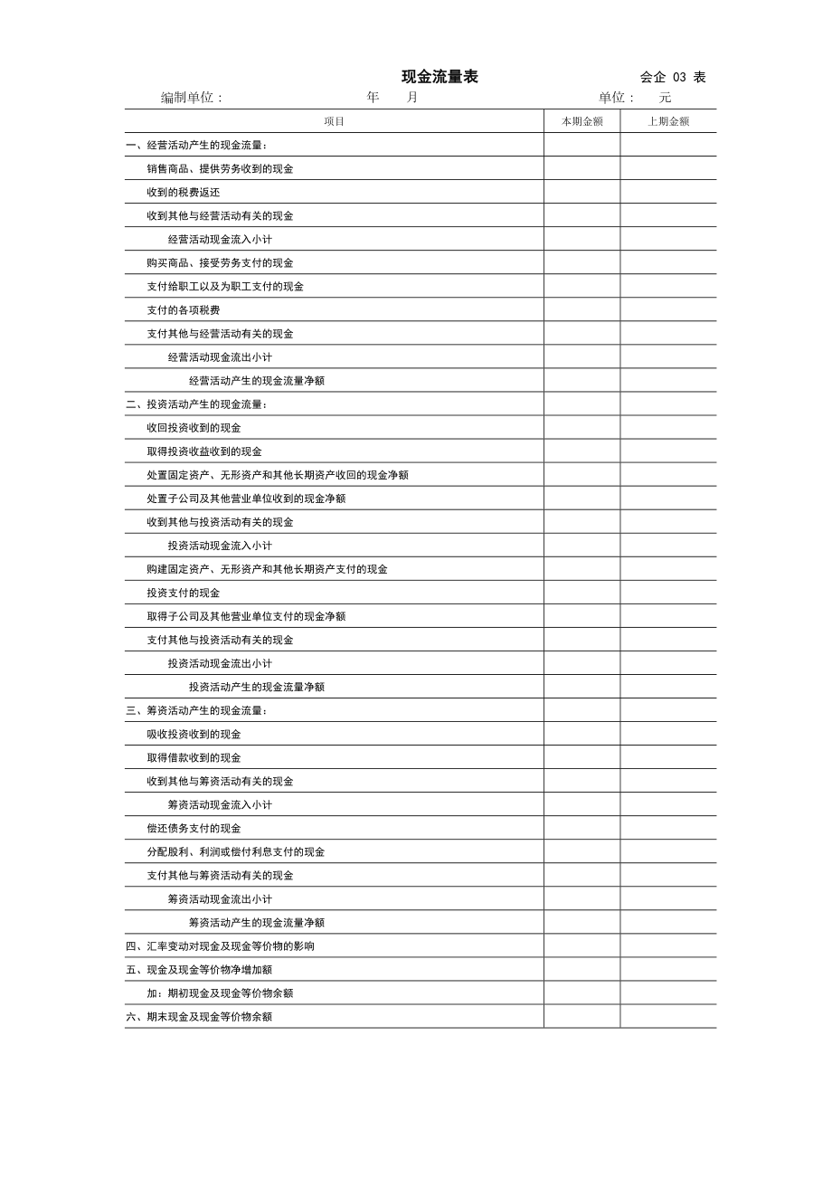 新现金流量表样表.doc