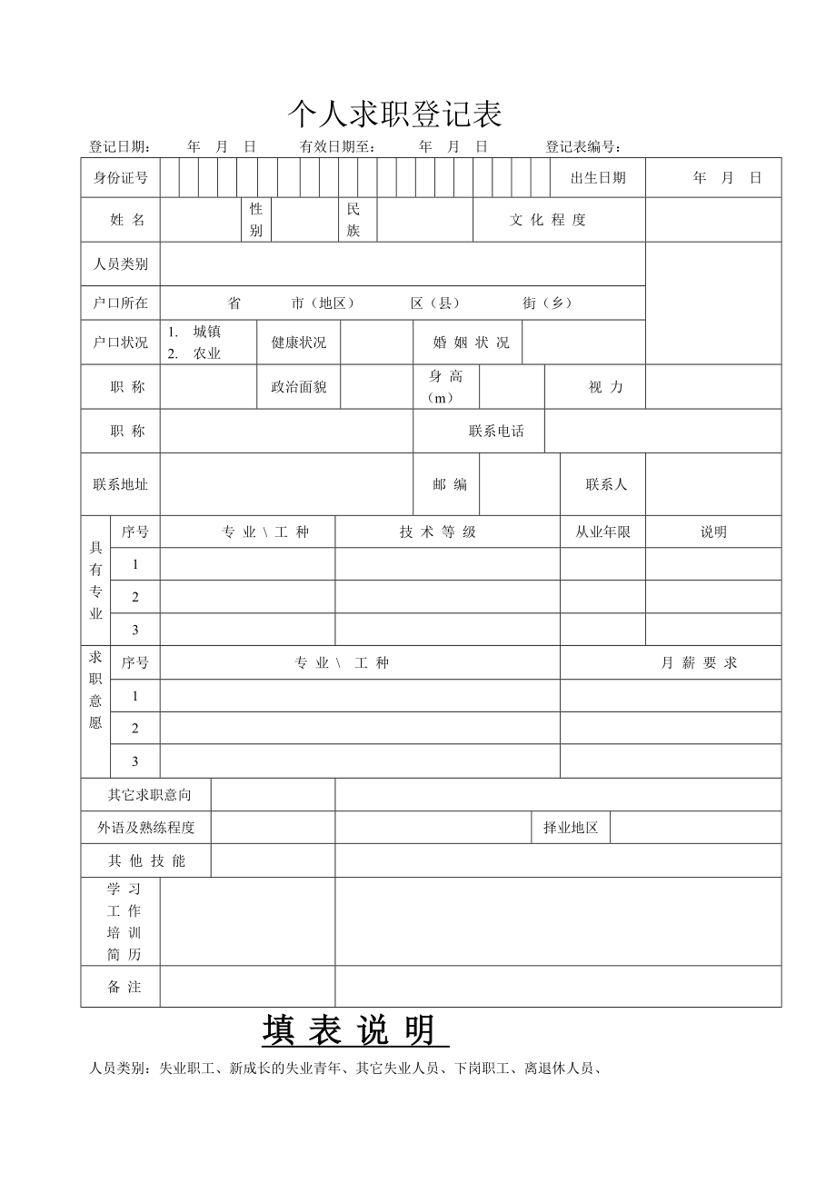 个人求职信息表.doc