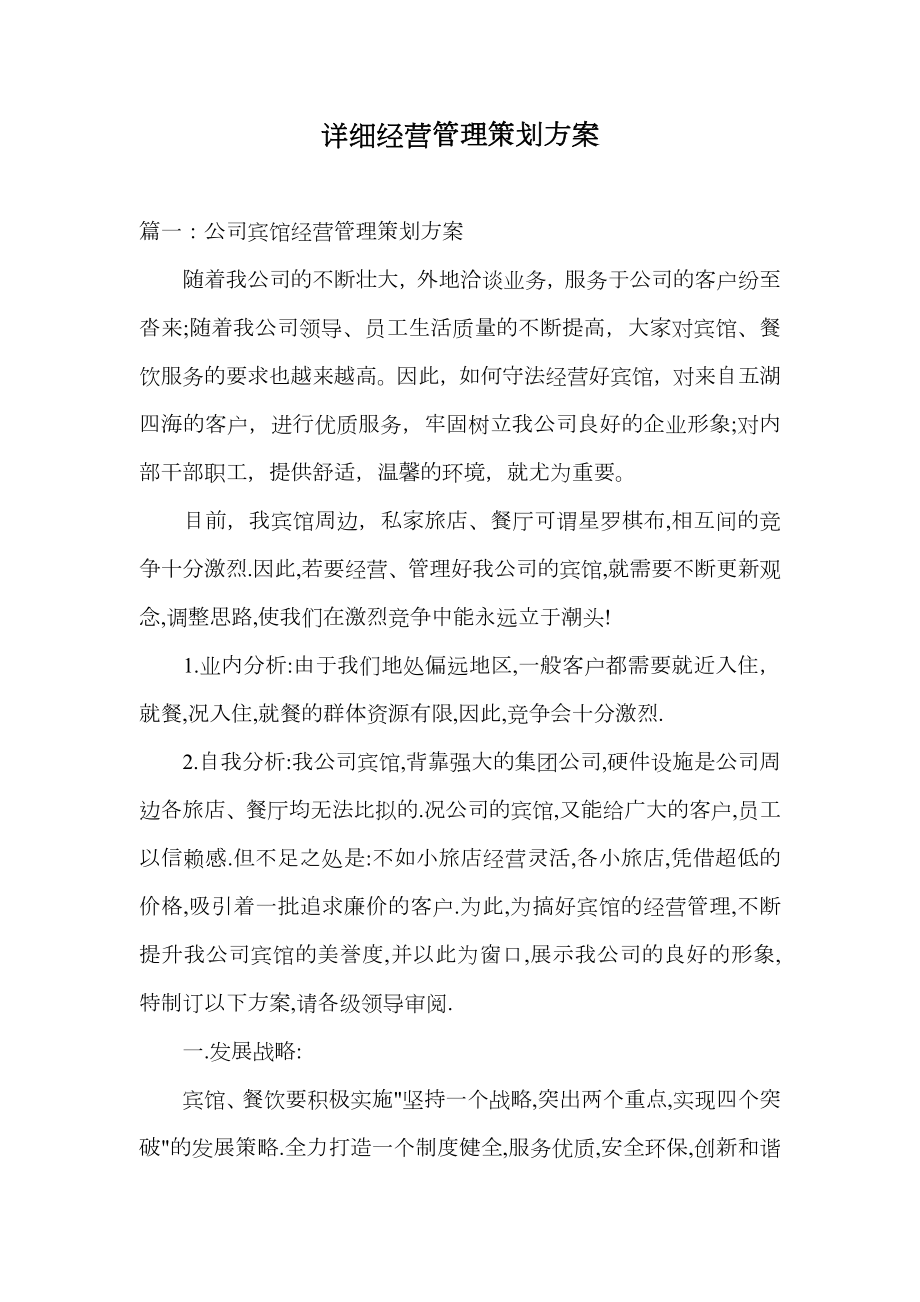 详细经营管理策划方案.doc