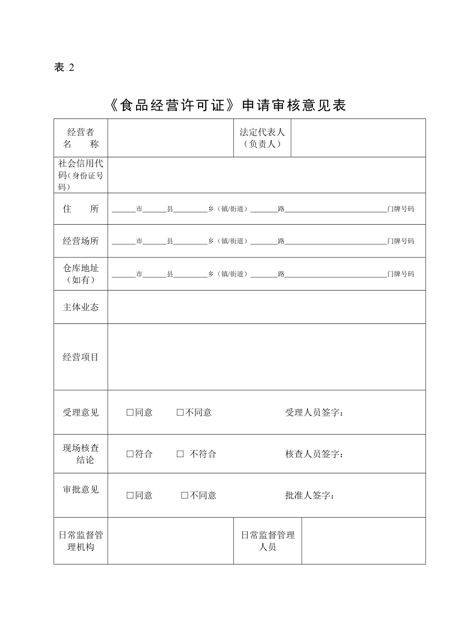 《食品经营许可证》申请书空白模板.doc