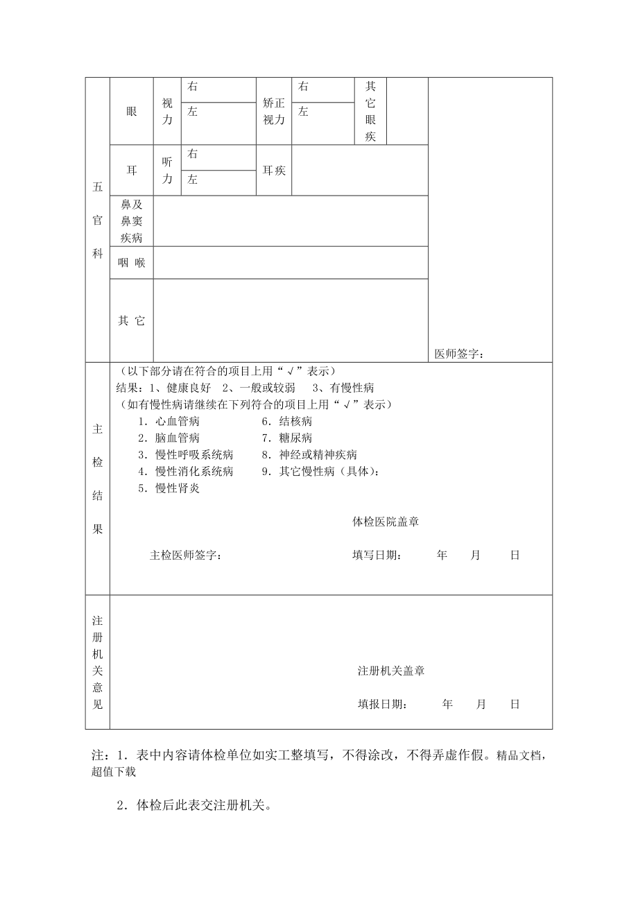 护士延续注册体检表Word版.doc