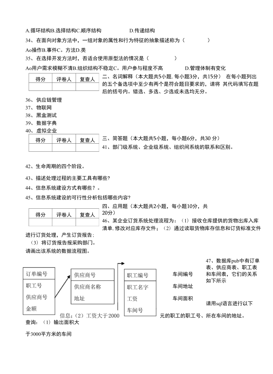 管理系统中计算机应用试题A.doc