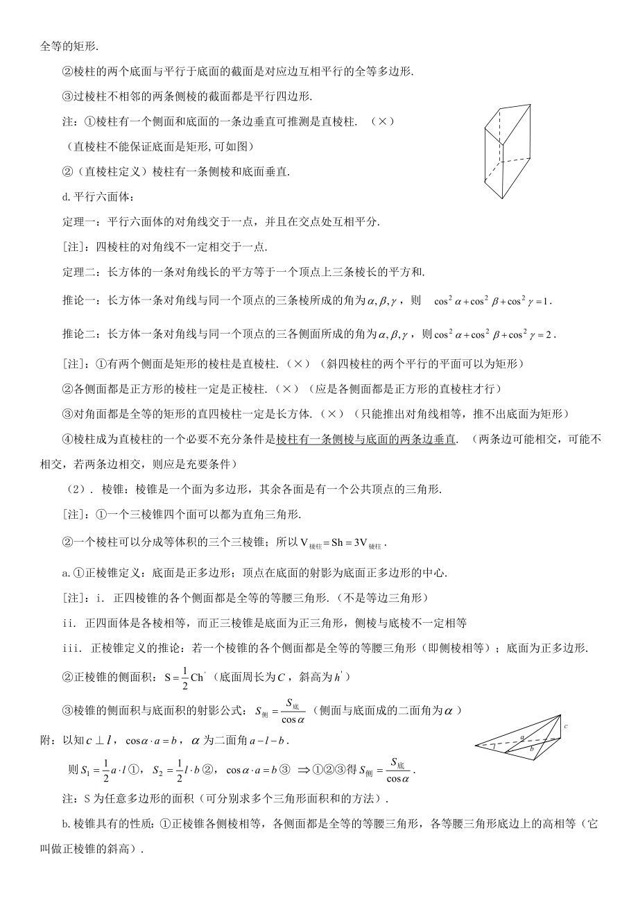 高中生学习资料（数学物理心理）立体几何题型与方法(理科).doc