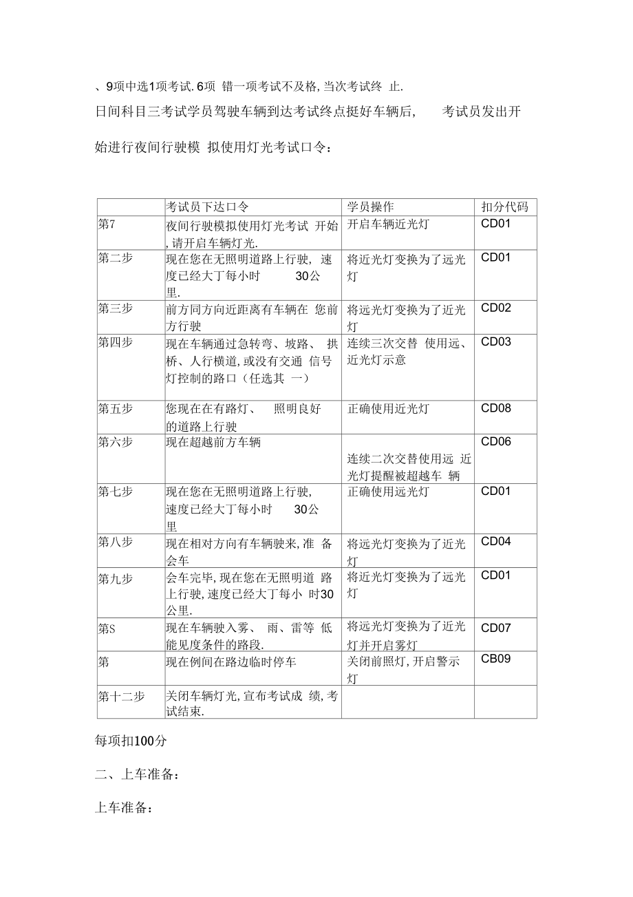 科目三灯光考试汇总题库.doc