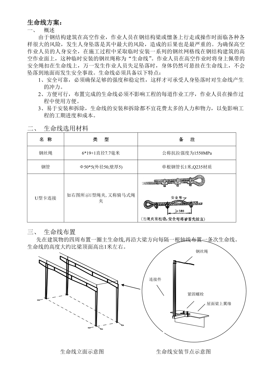 钢结构生命线安装方案.doc